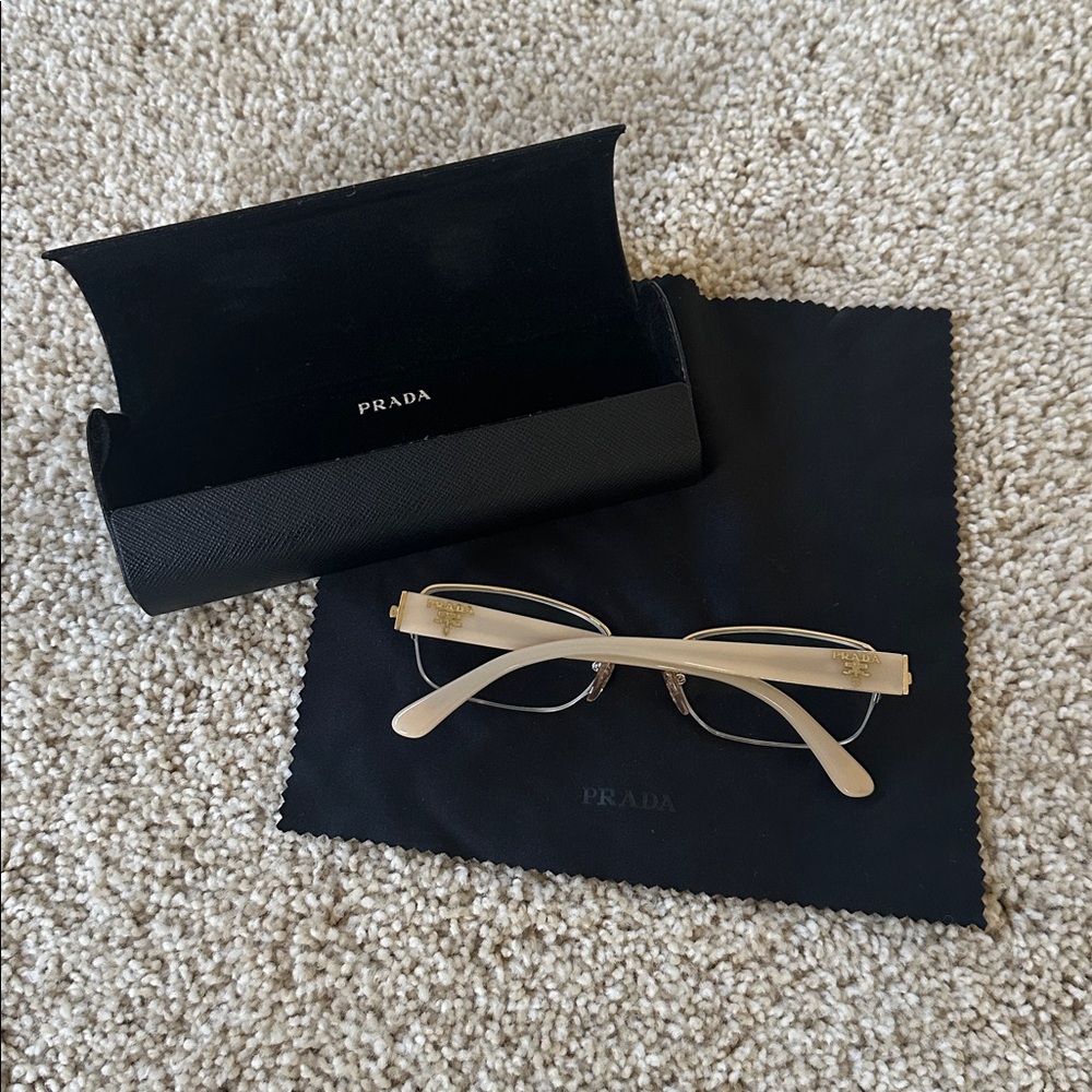 Prada Cream and Gold Women's Glasses